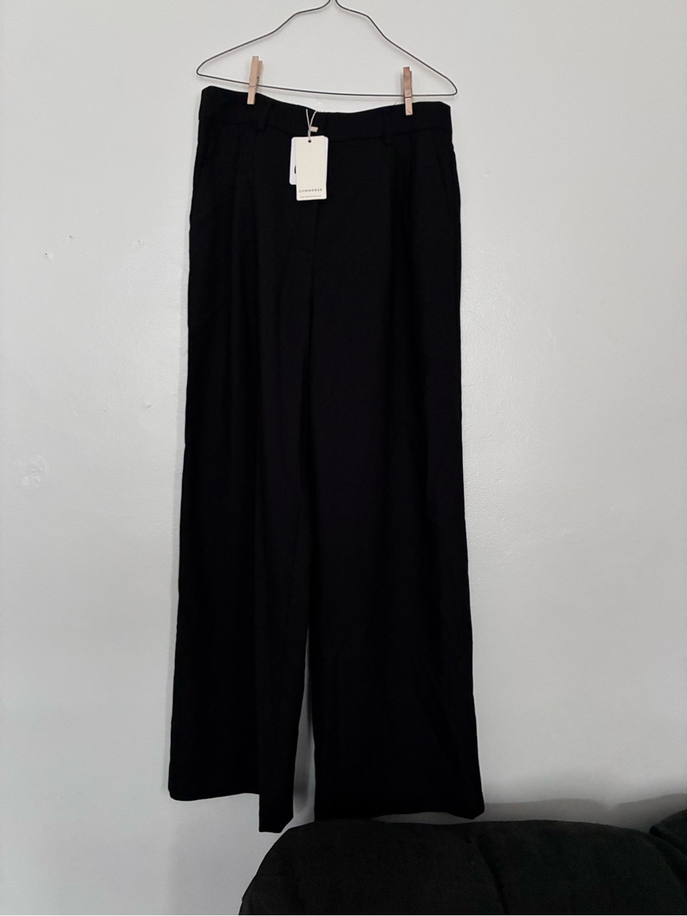 Commense Black Wide-Leg Dress Pants